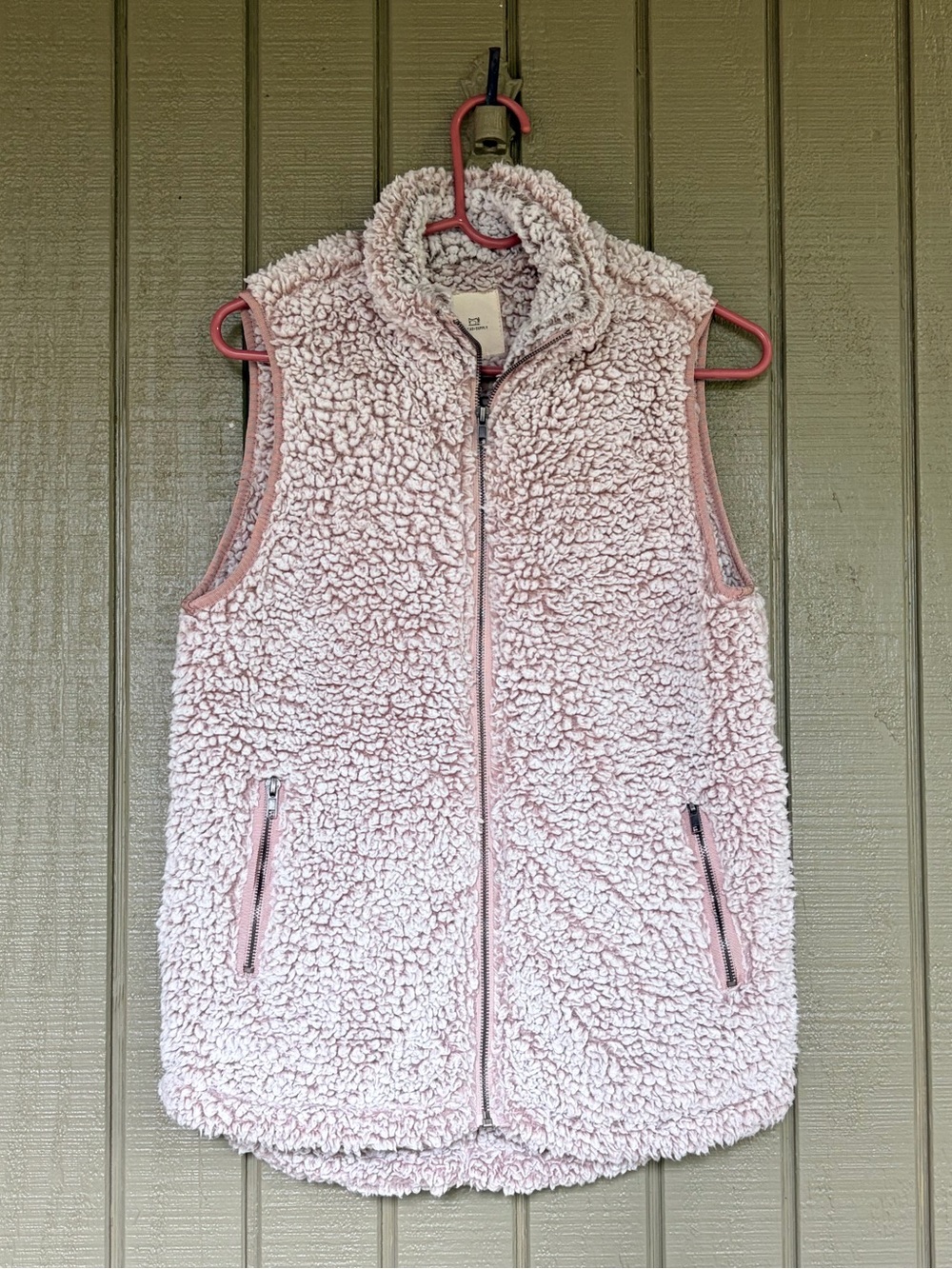 Thread & Supply Smoke Rose Sherpa Fleece Full Zip Vest S